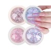 HIENAJ 4 boxs Holographic Iridescent Nail Sequins Decoration Shiny Flakes
