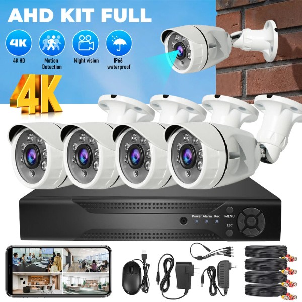 Unbranded 4CH DVR 4K Outdoor WiFi IP Security Camera System