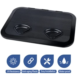 smartmarine Marine Deck Access Hatch 17.3“×12.4 Black Rectangle Boat Hatch & Lid,Boat Deck Hatch Lids