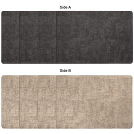 Myir JUN Placemats Dual Sided, Faux Leather Place Mats Set of 4 Indoor Placemats for Dining Table Outdoor Placemats Manteles Individuales Square Non-Slip Washable Table Mats (Gray Beige, Set of 4)