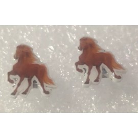 Horse Beautiful Teeny Tiny Flat Acrylic Post Stud Earrings Jewelry