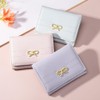 Bow Short Wallets for Women Pink Bifold Small Purse with