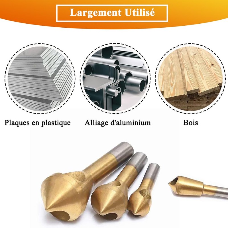 Teocpai 4 Pieces Deburring Cutter Deburring Tool Titanium Coated HSS