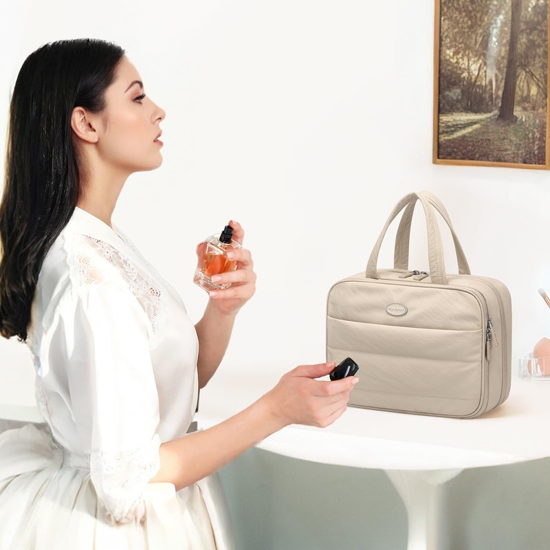 GOLF QUALITY Travel Toiletry Bag,Water-resistant Makeup Cosmetic Bag with Jewelry