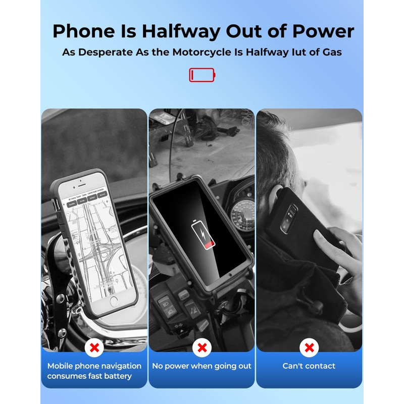 Motorcycle USB Charger, Dual USB Port Water Proof Motorcycle Phone