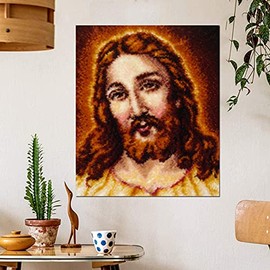 DEAR MODEL Latch Hook Craft Kit Large for Beginners, Embroidery Latch Hook Rug with pre-Printed Pattern DIY Crafting Arts,43.3X29.5in (Jesus)
