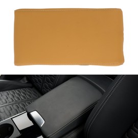 Motoforti Universal Center Console Cover Car Armrest Cover Middle Console Cover Lid for Most Vehicle SUV Car Sedan 12.6"x7.87"x1.97" Yellow Nappa Leather Memory Foam