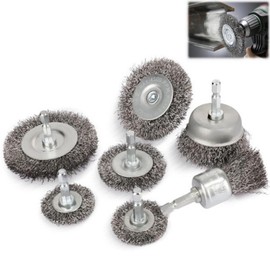 Docache 7-Piece Wire Brush Drill Set, Wire Brushes, Cordless Screwdriver, Grinding Brush, with Hexagonal Bar, Wire Brush Set, for Removing Rust/Corrosion/Paint