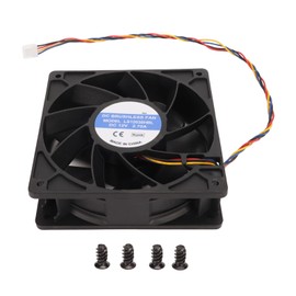 12 cm Fan, High Contour, High Speed, 120 x 38 mm, 6000 rpm, 12 V, 2.7 A, 4-Pin FG, Black Computer Case Fan for Camera Server, Small PC Case