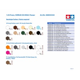 Tamiya 300035344 1:35 French Somua S35 Military Tank Green