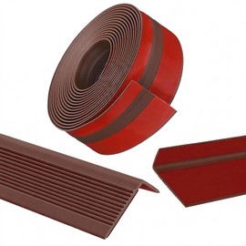Stair Nosing 3.5Ft, Brown Stair Edge Protector, Rubber Stair Edge Trim for Steps, Vinyl Stair Nose Molding, Rubber Nose Trim, for Indoor Outdoor, Non Slip and Waterproof