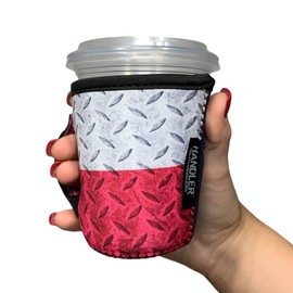 Lit Handlers 12 oz Coffee Cup Sleeve - Neoprene Cup Holder with Handle & Pocket - Reusable Beverage Insulator Sleeves for Hot & Cold Drinks - Water Resistant Drink Covers for Small Cups (Texas Flag)
