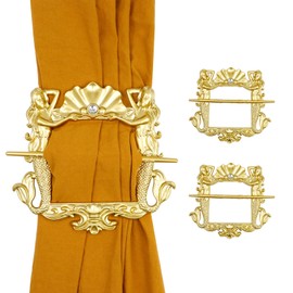 Mewutal 2 Pack Mermaid Curtain Tiebacks - Crystal Decorative Curtain Holdbacks - Elegant Drapery Holdbacks and Swag Buckles - Gold Finish