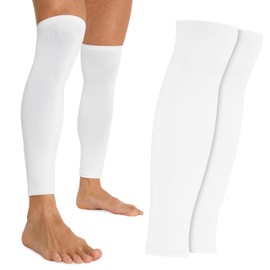 CityComfort Football Sock Sleeves for Men and Teenagers - Leg Warmers Shin Guard Sleeves - One Size for Football and Sports (White, 1 Pack)