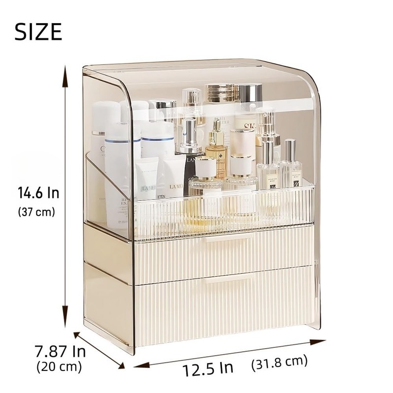 PLINJOY Makeup Storage Organizer Box Large Cosmetic Display Cases Dustproof