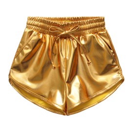 Girls Metallic Shorts Shiny Dance Hot Pants Shorts Sparkly Costume for Kids Size 6-7 Years