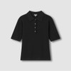 JAJU [JAJU] Women's Lecture Collar Short-Sleeve Knit_Black