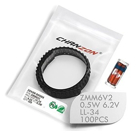 (Pack of 100 Pieces) Chanzon SMD Zener Diode 0.5W 6.2V ZMM6V2 LL-34 (SOD-80 MiniMELF / 1206) 0.5 Watt 6.2 Volt Silicon Glass Zener Diodes