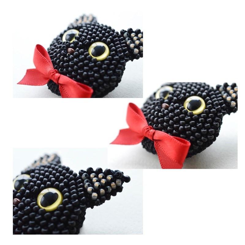 MIYUKI BFK-658 Beaded Kit, Crochet Cat Brooch Kit, Size Approx.