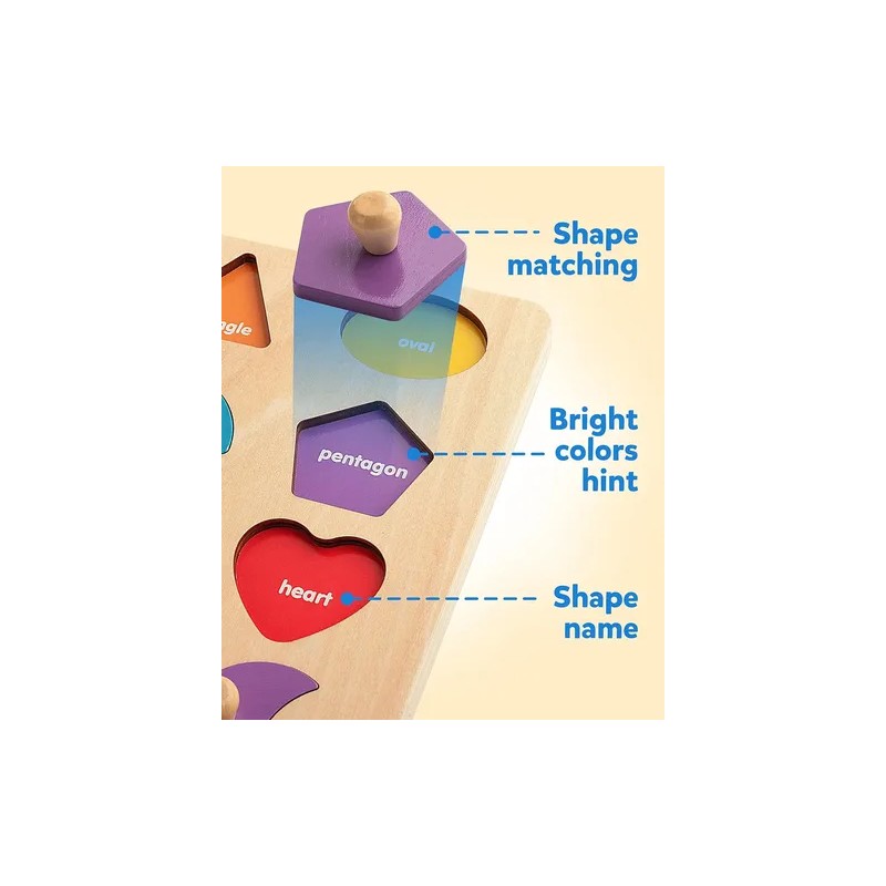 Puzzle De Clavijas De Madera Coogam Montessori, Tablero De C