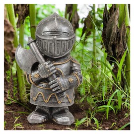 Knight Gnomes Guard Garden Gnome Ornaments Outdoor Medieval Crusader Knight Suit Statue Waterproof Resin Ornament for Yard Lawn Garden Decorations (C)
