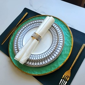 Gold Napkin Rings Set of 6, Silver Diamond Napkin Holder for Dining, Metal Napkin Ring Holders, Wedding,Modern Ring Holder Serviette Buckles,Party of Table Setting Home Decor