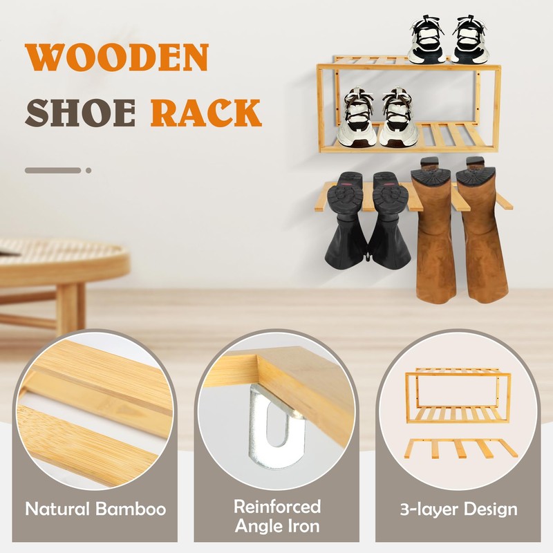 JAYOBGO Boot Hangers Hanging Shoe Rack Wall Mounted Floating Tall