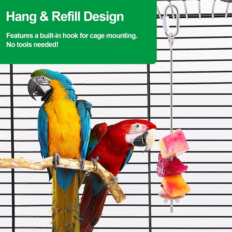 2 Pcs Bird Cage Food Holder Stainless Steel Parrot Fruit