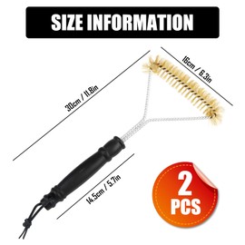 Pack of 2 Brass Grill Brush 30 cm Grill Cleaning Brush with Anti-scald Plastic Handle Grill Accessories for Cast Iron Grate, Gas Grill, Charcoal Grill