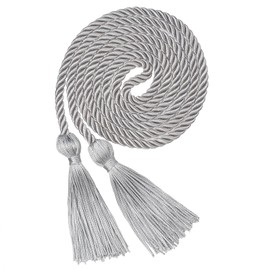 ONUPGO Graduation Cord, Graduation Honor Cords Rayon Braided Tassel Cord for 2024, 68"" Polyester Yarn Long Robe Honor Rope for Graduation Students, Bachelor Gown, Silver