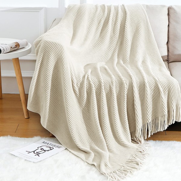BLAGIC Knitted Throw Blanket for Couch Soft Farmhouse Boho Throw