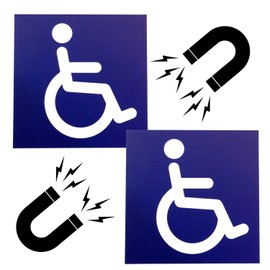 Olanmarp Car Magnetic Sign Wheelchair - Magnetic Film for Transporting People with Disabilities - Up to 190 km/h - High Adhesion, UV and Weather Resistant (Blue, 10 x 10 cm, Pack of 2)
