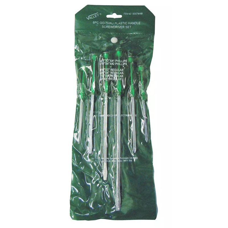 Valley 6pc Go Thru Screwdriver Set