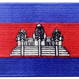 Cambodia Flag Patch Embroidered Applique Cambodian Khmer National Iron On Sew On Emblem