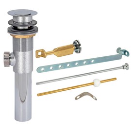 EZ-FLO Pop-Up Lavatory Sink Drain Assembly Heavy Pattern with Lift Rod and Overflow, 17-Gauge, Chrome Finish, 10902