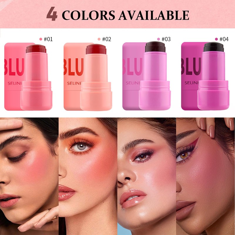 SELINE GIRL Jelly Blush Stick, Cream Blush & Tool 2-IN-1,