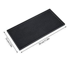 FOCCTS Rectangular Rubber Bar Mat, 30 x 15 x 1 cm, Non-Slip Underreflectors in Black, Dish Drying Mat, Rubber Mat for Drying Tableware and Gleners