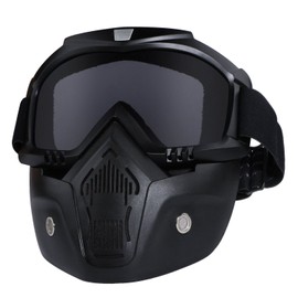Motorcycle Helmet Riding Goggles Glasses With Removable Face Mask,Detachable Fog-proof Warm Goggles Mouth Filter Adjustable Non-slip Strap Vintage Bullet Fight Motocross