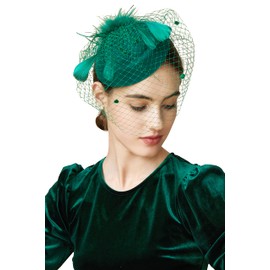 Coucoland Feather Fascinators Hat Women's Flower Mesh Elegant Wedding Fascinator Headband Cocktail Tea Party Accessories -