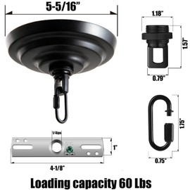 MAYOMAJO 2 Pack of 5-5/16 Inches Light Canopy Kit, Heavy Duty Replacement Cover Plate with Mounting Hardware for Chandelier, Pendant Lighting & Swag Light (Black, 5-5/16 Inch Canopy)