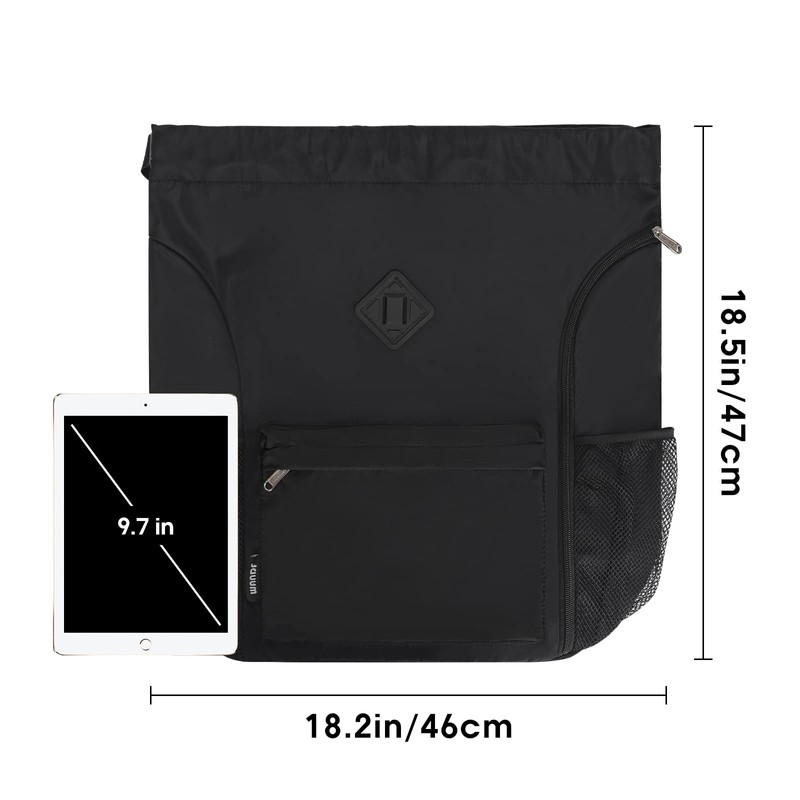 WANDF Knapsack with Shoe Storage Pockets, Gymsack, Waterproof, Lightweight, Swimming,