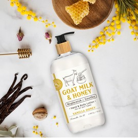 Raes Lil Shop Goats Milk Hand & Body Lotion, Coconut Almond and Vanilla Honey Scents, 32 oz Set of 2 by Home and Body Company