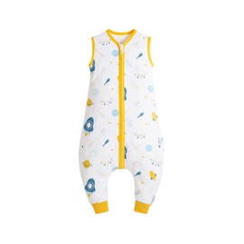 E-RIDES Baby Sleeping Bag with Feet, Summer Sleeping Bag with Legs for Toddlers, Cotton Sleeping Bag for Girls and Boys, Zip without Sleeves, 0.5 TOG (Spaceship, X-Large)