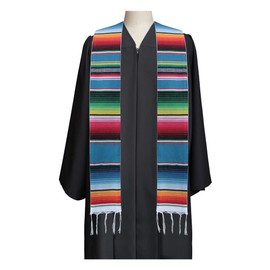 Endea Graduation Estola de Serape hispana mexicana, Azul / Patchwork, Talla única