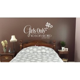 Wall Decor Plus More WDPM2710 Girls Only No Boys Allowed Except Dad Wall Sticker, 36-Inch x 20-Inch, White