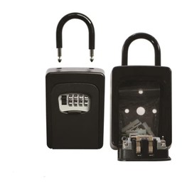 Marco Paul Black Key Safe 4 Digit Combination Lock Box with Shackle Included Fittings Resettable Key Storage Box Water Resistant Key Safe Wall Mounted or Free Standing Security Code Lock Home Office