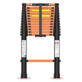 Telescoping Ladder,12.5 FT Extension Ladder, Heavy Duty 330lbs Max Capacity, Multi-Purpose Collapsible Ladder for RV or Outdoor Work