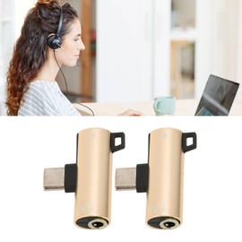 Zopsc-1 Adaptador de Audio USB C a 3,5 Mm, Convertidor de Audio 2 en 1 Tipo C de 2 Piezas, Utilizado en Tabletas, PC Y la Mayoría de los Teléfonos con Tipo C.(Oro)