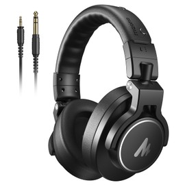 MAONO Professional Studio Monitor Headphones - Over Ear Closed Back Headphones Wired with Detachable Cable for Podcast, Recording, DJ, Music, MH700 Black