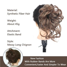 Messy Bun Hairpiece Hair Scrunchie Updo Hairpiece Hair Piece Curly Wavy Large Hair Bun Scrunchies Extensions Synthetic Hair Tousled Updo Hairpieces (#18H10 Platinum Blonde Mix Strawberry Blonde)